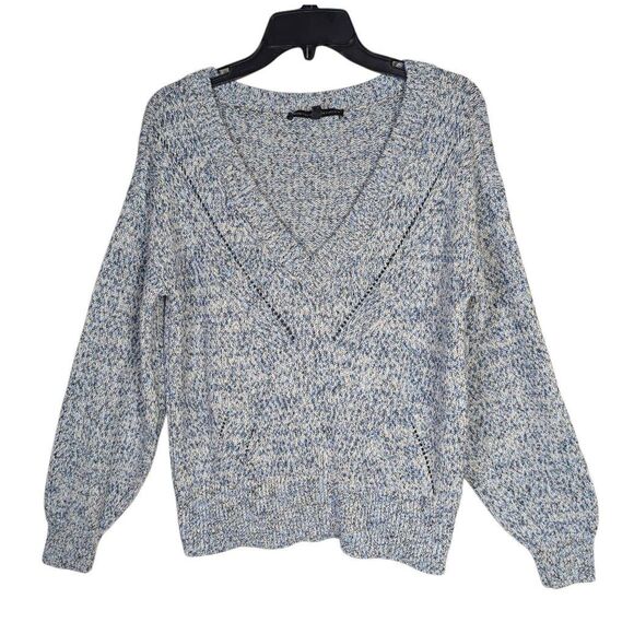 WHBM Marled knit white blue black metallic sweater women's L - Picture 5 of 10